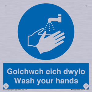 golchwch eich dwylo / wash your hands - safety sign